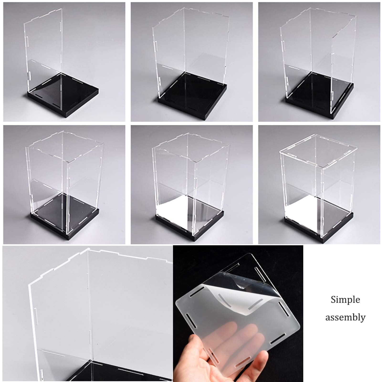Klare Acryl-Display-Boxen, Acryl-Vitrine mit LED for Figuren Sammlerstücke Schiebetüren transparent mehrere Größen(17x15x27CM)