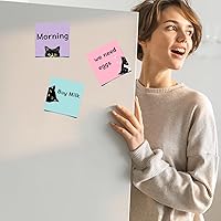Vista 7 de Juego de 9 blocs de notas adhesivas de gato negro, bloc de notas autoadhesivas rosas, bonitos blocs de notas súper adhesivas para regalo