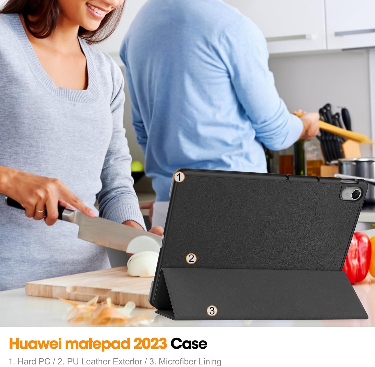 Protective Tablet PC Case Compatible With Huawei MatePad 11.5 Case 11.5inch 2023 Tri-Fold Smart Tablet Case,Hard PC Back Shell Slim Case Multi- Viewing Angles Stand Hard Shell Folio Case Cover with Au