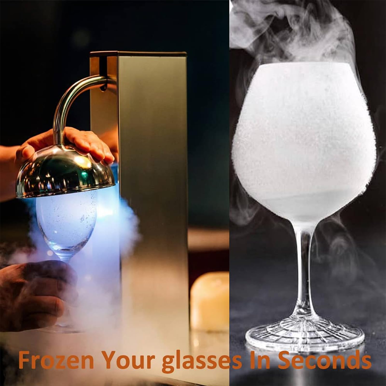 Enfriador de vidrio, escarchador de vidrio de CO2 con luz LED, congelación rápida a 45 °C, conserva el sabor, ideal para cócteles, cerveza, bebidas mixtas y vino tinto