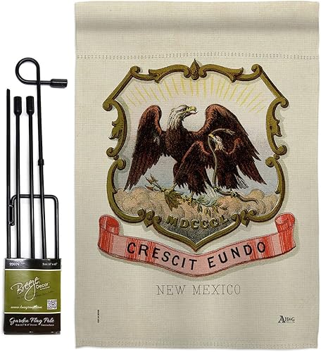 Coat of arms New Mexico Garden Flag Set with Stand Americana States USA American Territories Republic Country Particular Area Small Decorative Gift