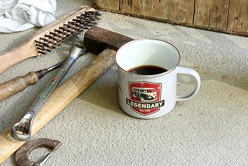 Miniatura 6 de BRISA VW Collection Volkswagen - Taza grande esmaltada para café y té para acampar y al aire libre, T1 autobús autocaravana (16.9 fl oz16.9 fl
