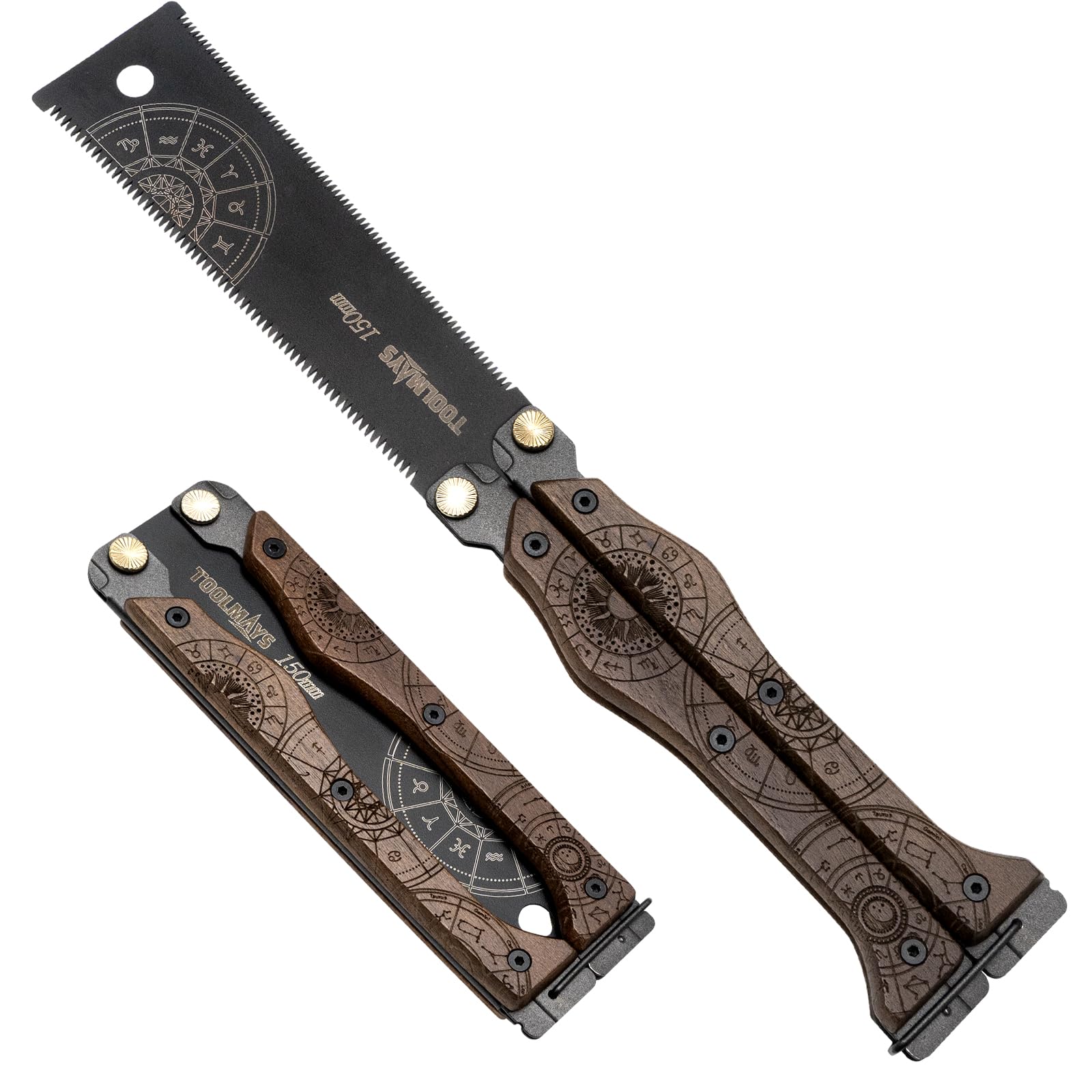 TOOLMAYS Japanese Pruning Saw Foldable, 150mm Japanese Pull Saw, Hand Saw with Double-Edged SK5 Blade (13/15 TPI), Japanese Saws for Woodworking & DIY