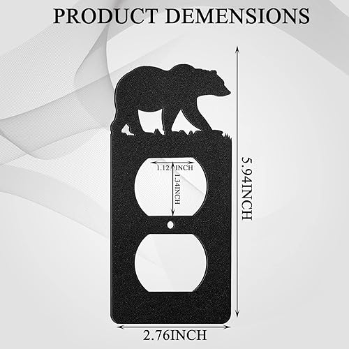 Miniatura 2 de Lothee Cubierta de metal para interruptor de oso, alce, árbol, montaña, alce, placa de luz negra, cubierta de salida de bosque, interruptor de