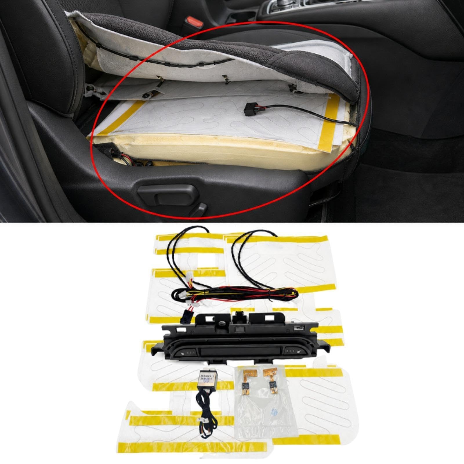 4 Stück Car Seats Heater Kit Professionelle Sitzheizungsaufsätze Komplettkit mit Verkabelung Leichtfür Modifikation zur Verbesserung