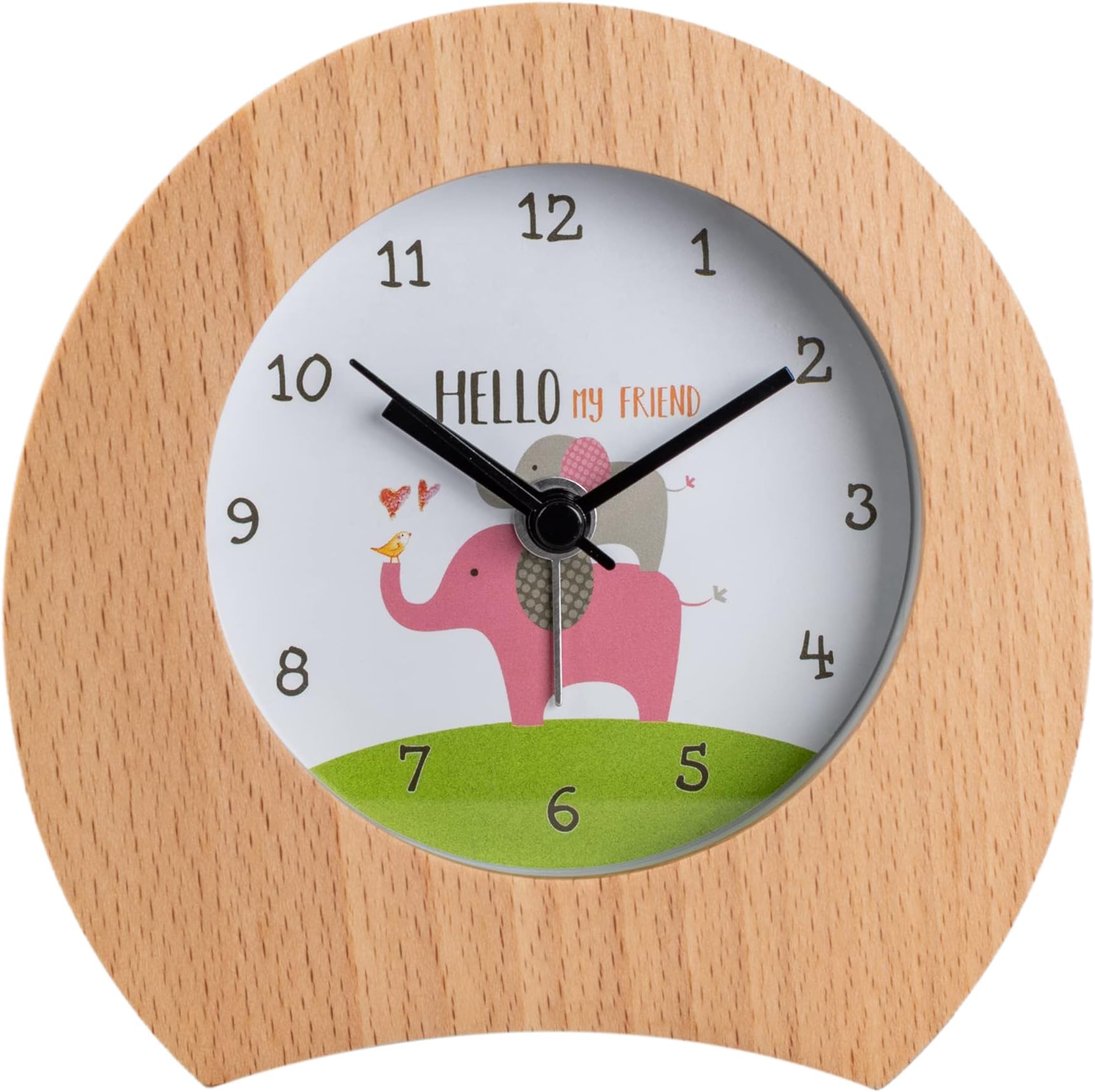 Artinova Desk Alarm Wood Clock, Silent Clock with Nightlight for Home Bedroom Office, Beech Wood Made, ARTA-3036