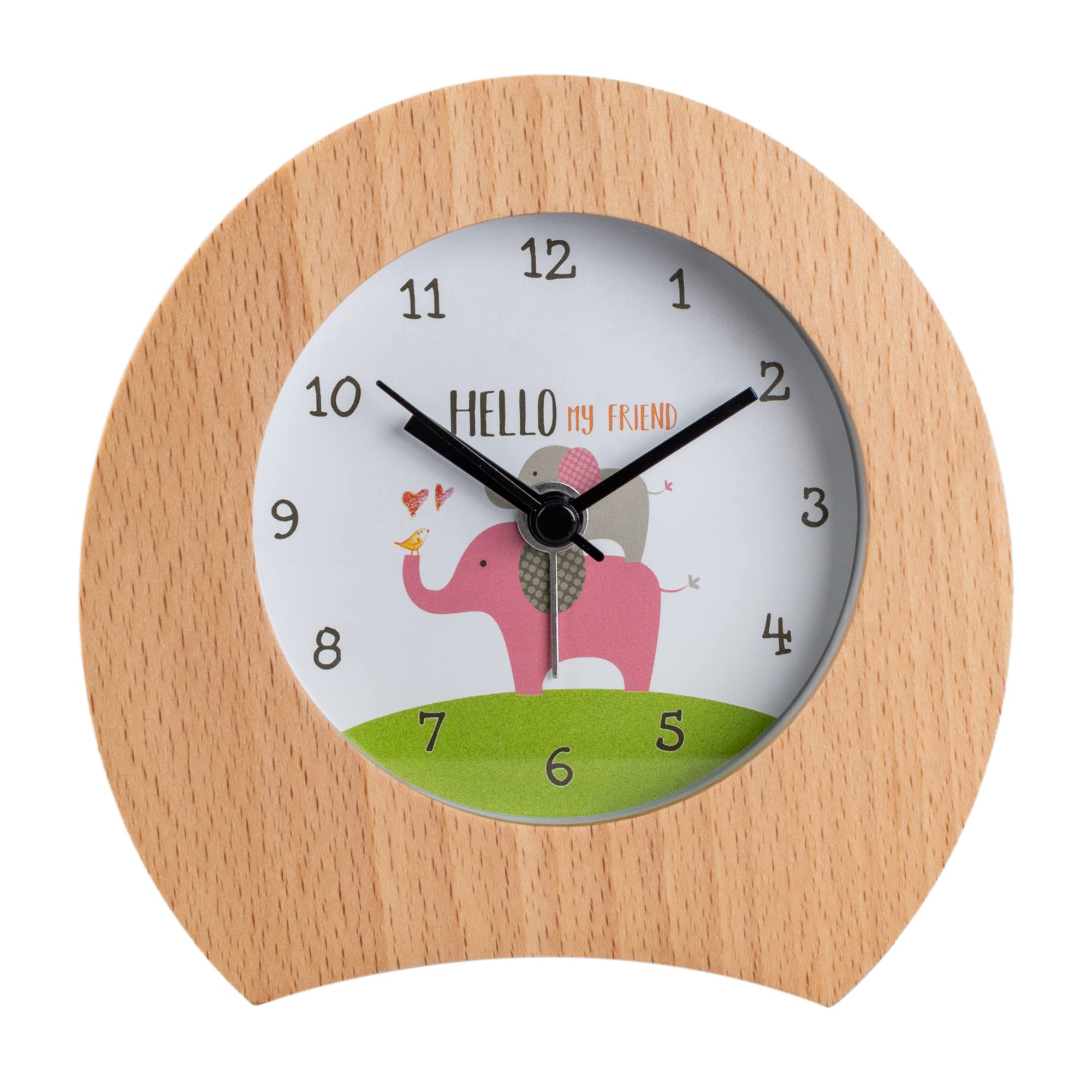 Artinova Desk Alarm Wood Clock, Silent Clock with Nightlight for Home Bedroom Office, Beech Wood Made, ARTA-3036