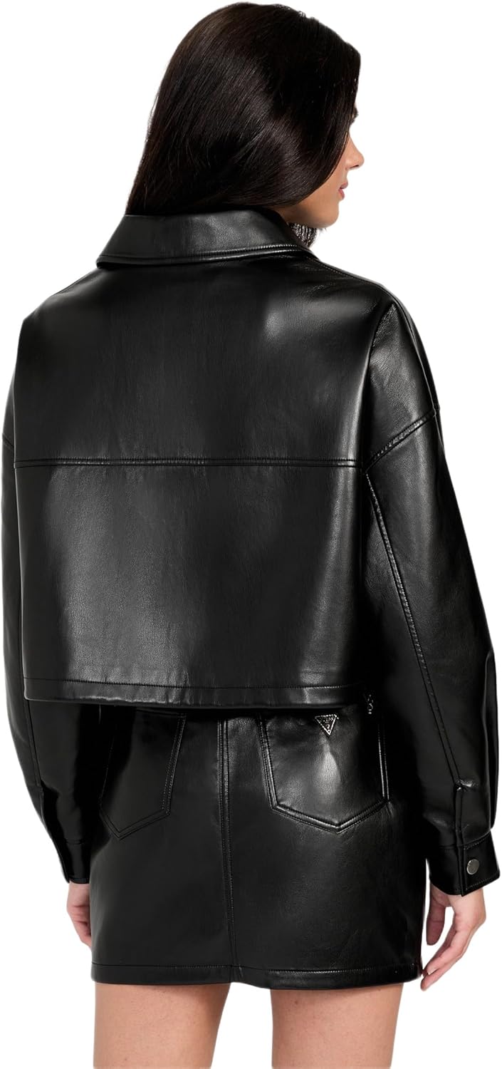 GUESS Flaminia Cropped Faux-Leather Jacket - Image 4