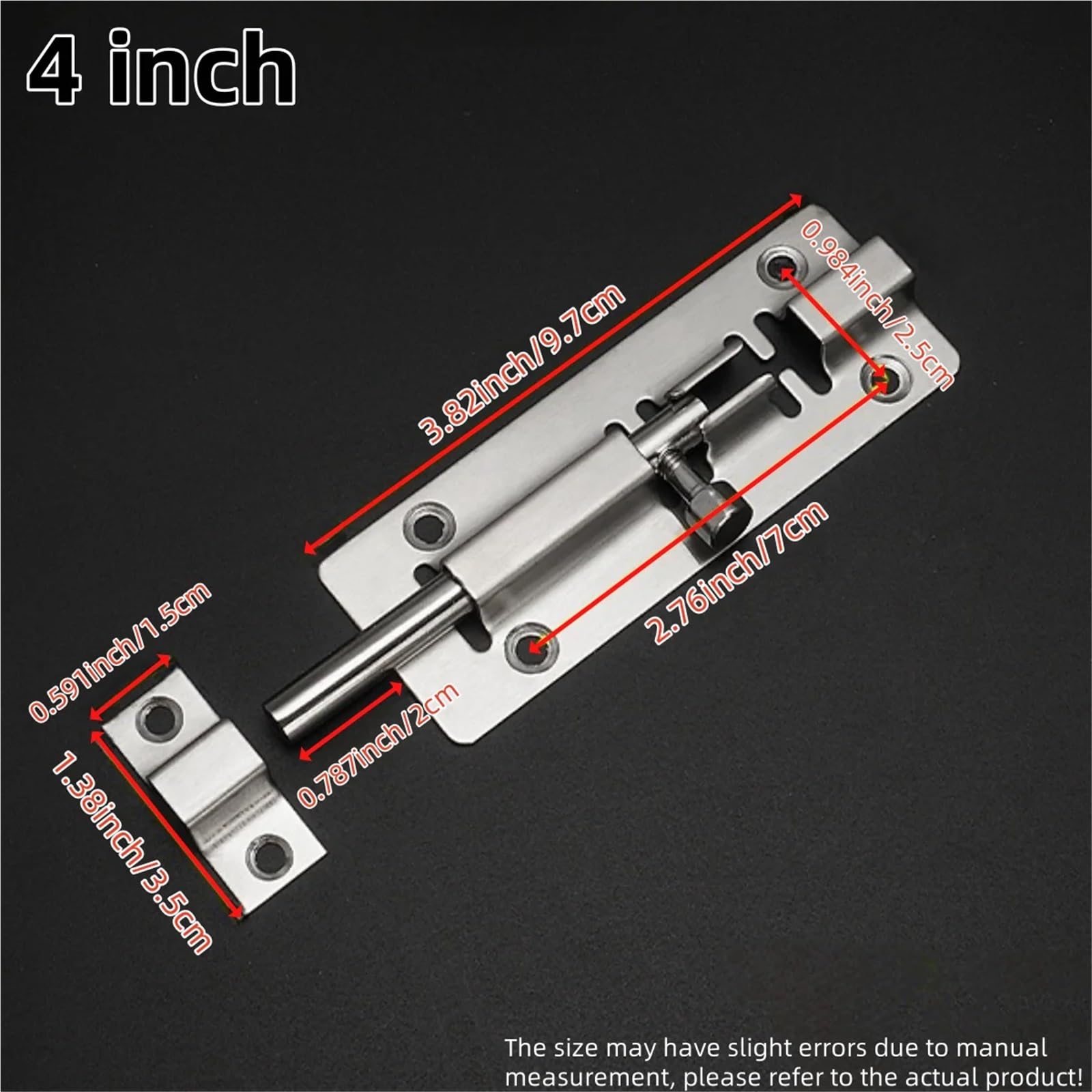 12 chiavistelli scorrevoli in acciaio inox con finitura spazzolata ispessita, chiusura di sicurezza per cancelli, porte, armadi, cancelli, mobili (10,2 cm)