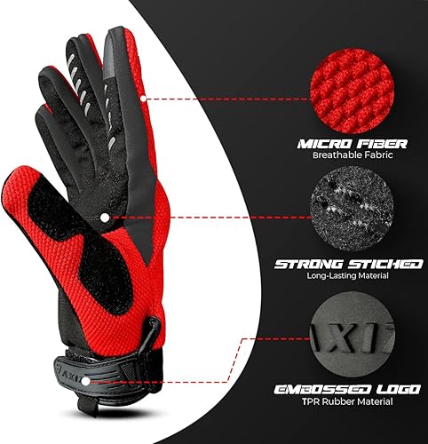 Miniatura 3 de AXIZ Guantes de motocicleta para hombres y mujeres, guantes de ciclismo protegidos para pantalla táctil para MTB BMX, motocross, carreras,