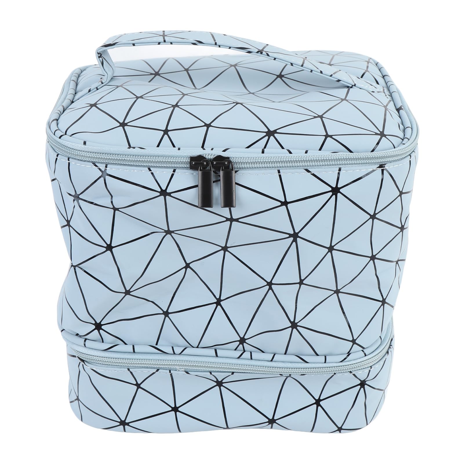 Organizzatore da viaggio per smalto per unghie a doppio strato, con manico, contiene 30 bottiglie, blu, per nail artist, in poliuretano e tessuto Oxford, 24 x 23 x 21 cm