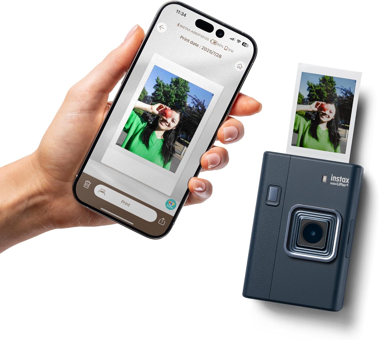 FUJIFILM instax mini LiPlay+ Hybrid Instant Camera - Midnight Blue