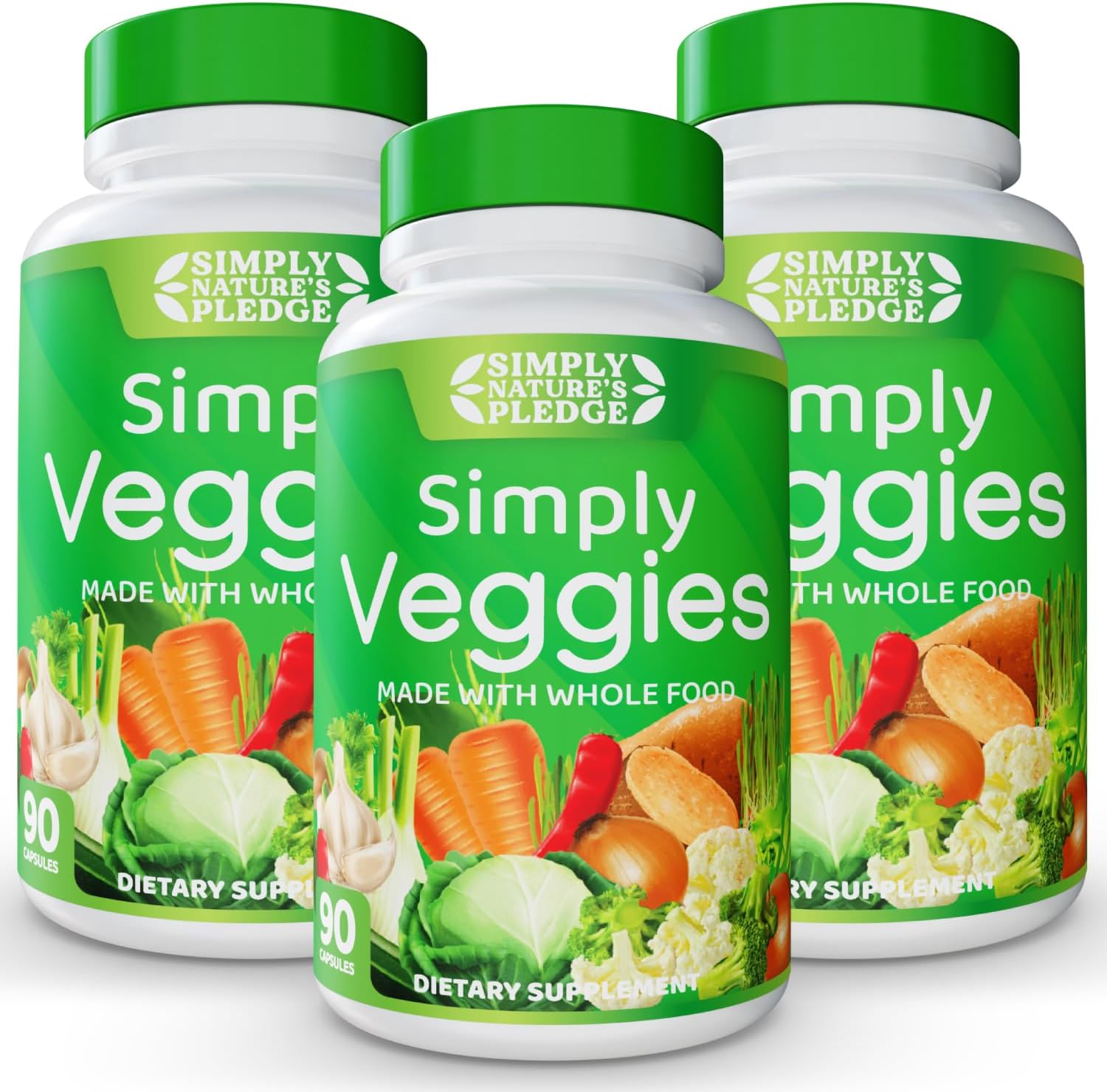 Simply Nature's Pledge - Made with Whole Food Superfoods, Packed with Beta Carotene & 18 Different Vegetables - 100% Soy Free (90 Count (Pack of 3))