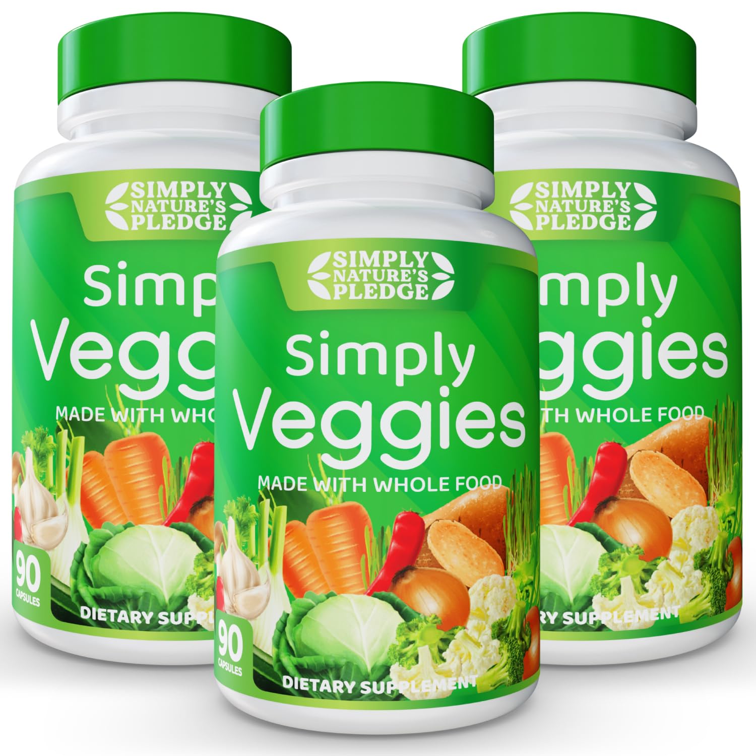 Simply Nature's Pledge Vegetables Superfood Supplement (Pack of 3) 90 Count (Pack of 3)