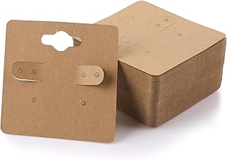 100 Pcs Earring Cards for Selling Hanging Earring Display Cards Kraft Paper Earring Card Holder Blank Paper Cards with 6 Holes Cardboard Earring Holders for Selling Earring DIY Crafts Retail