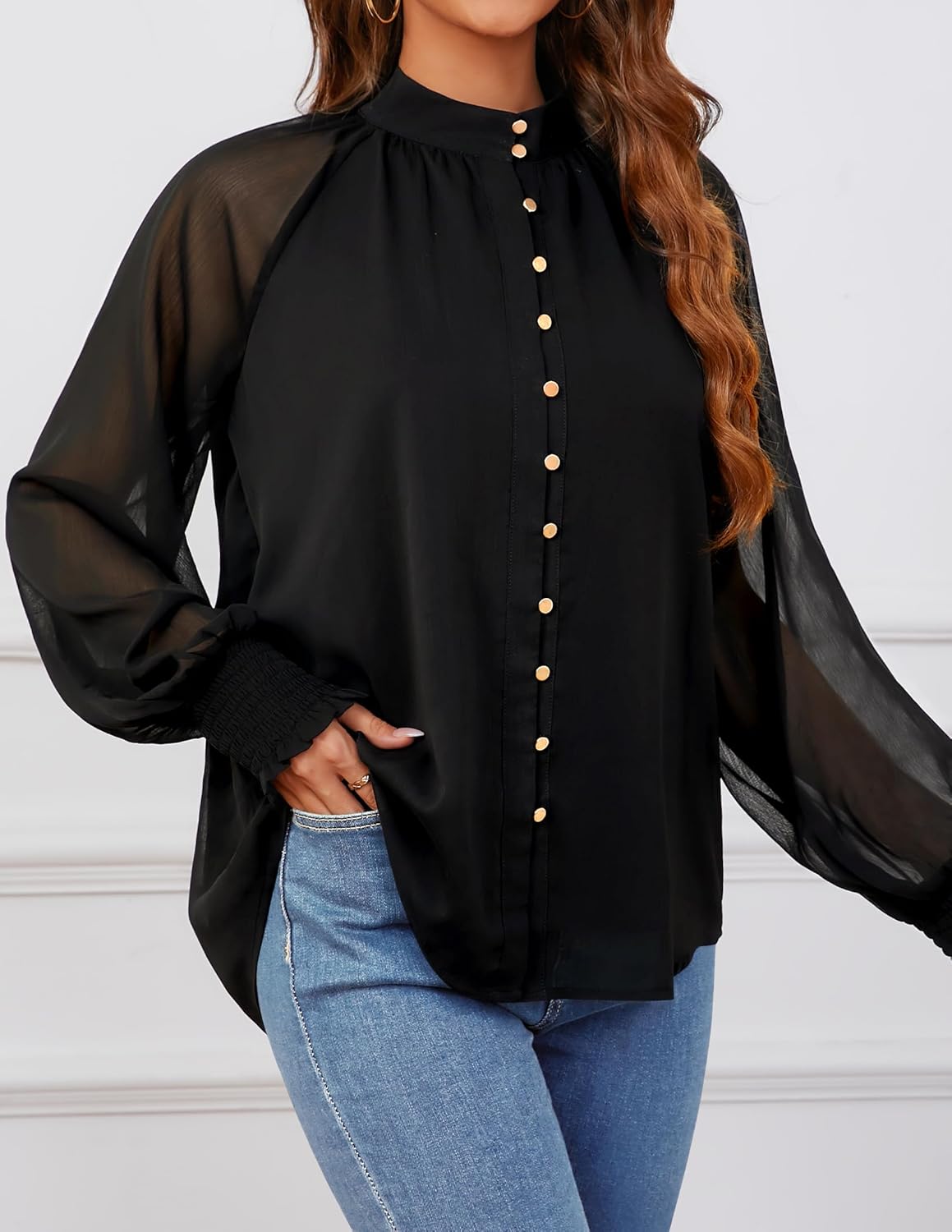 ZESICA Women's Floral Print Blouse 2026 Long Sleeve Button Down Casual Fall Boho Oversized Tops Shirts - Image 3