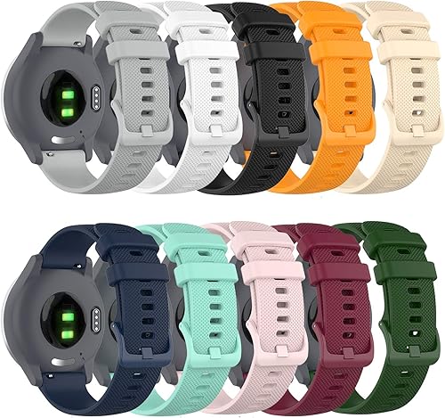 RuenTech Bandas compatibles con Garmin Vivoactive 4SVivomove 3SVenu 2SVenu 3SForerunner 255S 265S, correas de silicona de liberación rápida de
