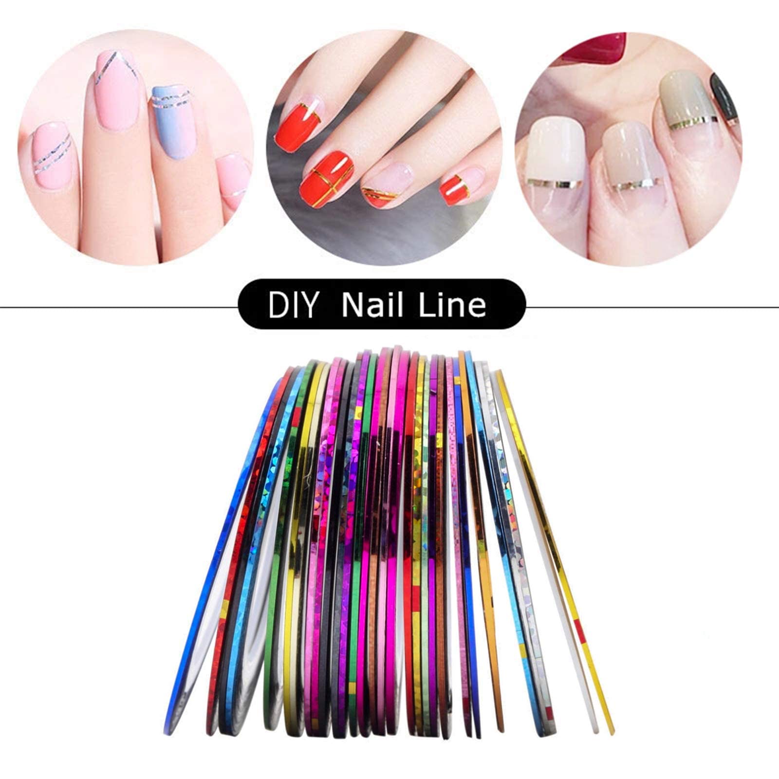 42 Couleurs Nail Art Décoration Stripes Nail Sticker Autocollant Fil Striping Tape Bande Manucure Rouleau à Ongles Ruban Bandes Autocollant Ongle Tips pour Femme Filles Décoration