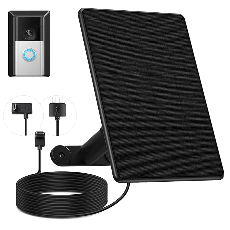 Carregador solar de 6 W para Ring Battery Doorbell 2024/Plus/Pro e Doorbell 4/3plus/3/2 AVEXOR, kit com 1