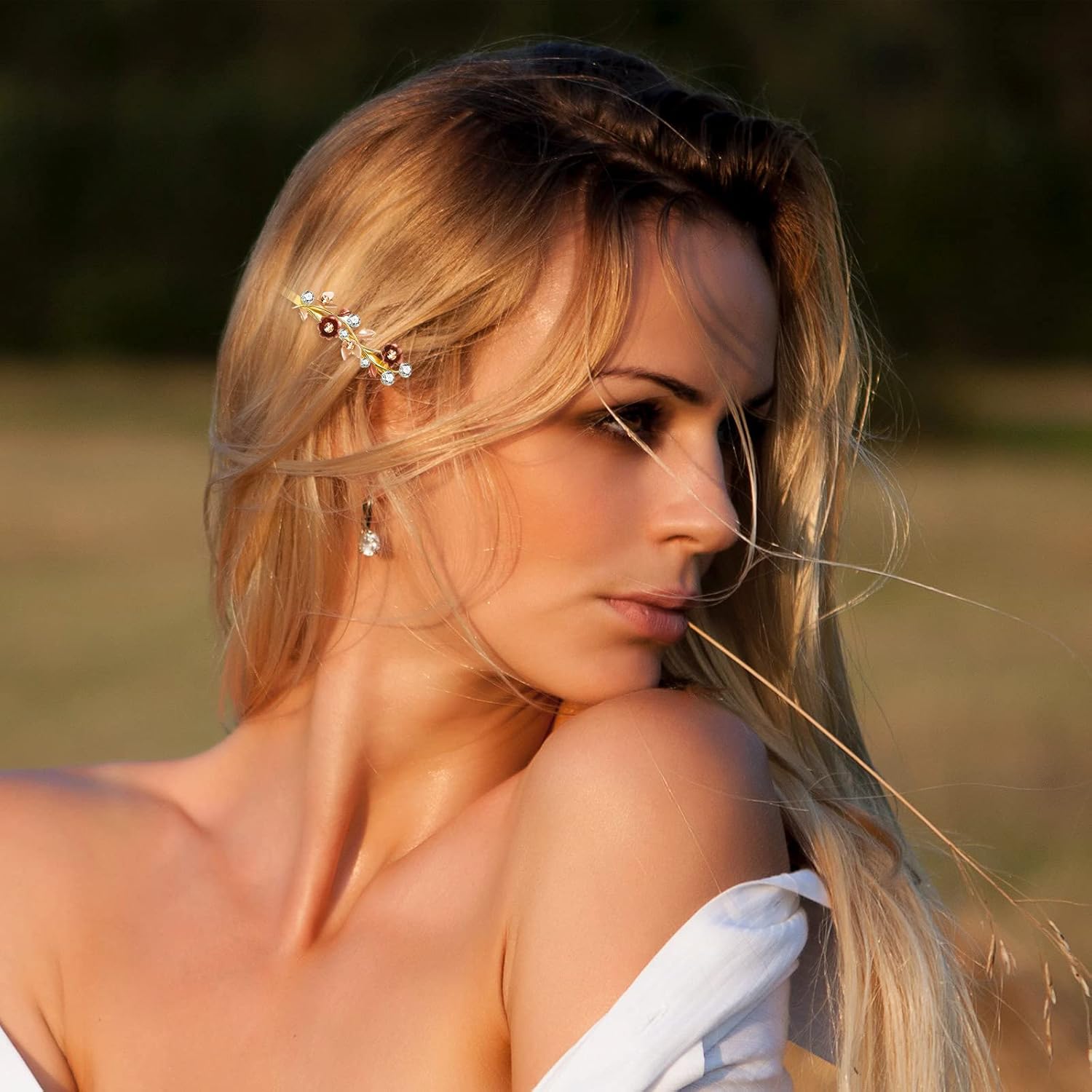 WILLBOND 12 Pieces Vintage Flower Hair Pins Women Barrette Bobby Pins Decorative Metal Gold Tone Hairpins Colorful Floral Design Hair Clips French Rhinestone Decorative Accessories for Women Girls - Image 6