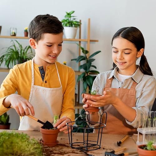 Miniatura 5 de Wesiti 10 macetas redondas colgantes de metal, soportes para macetas de hierro, barandillas para vallas, balcón, soporte para flores, estante para