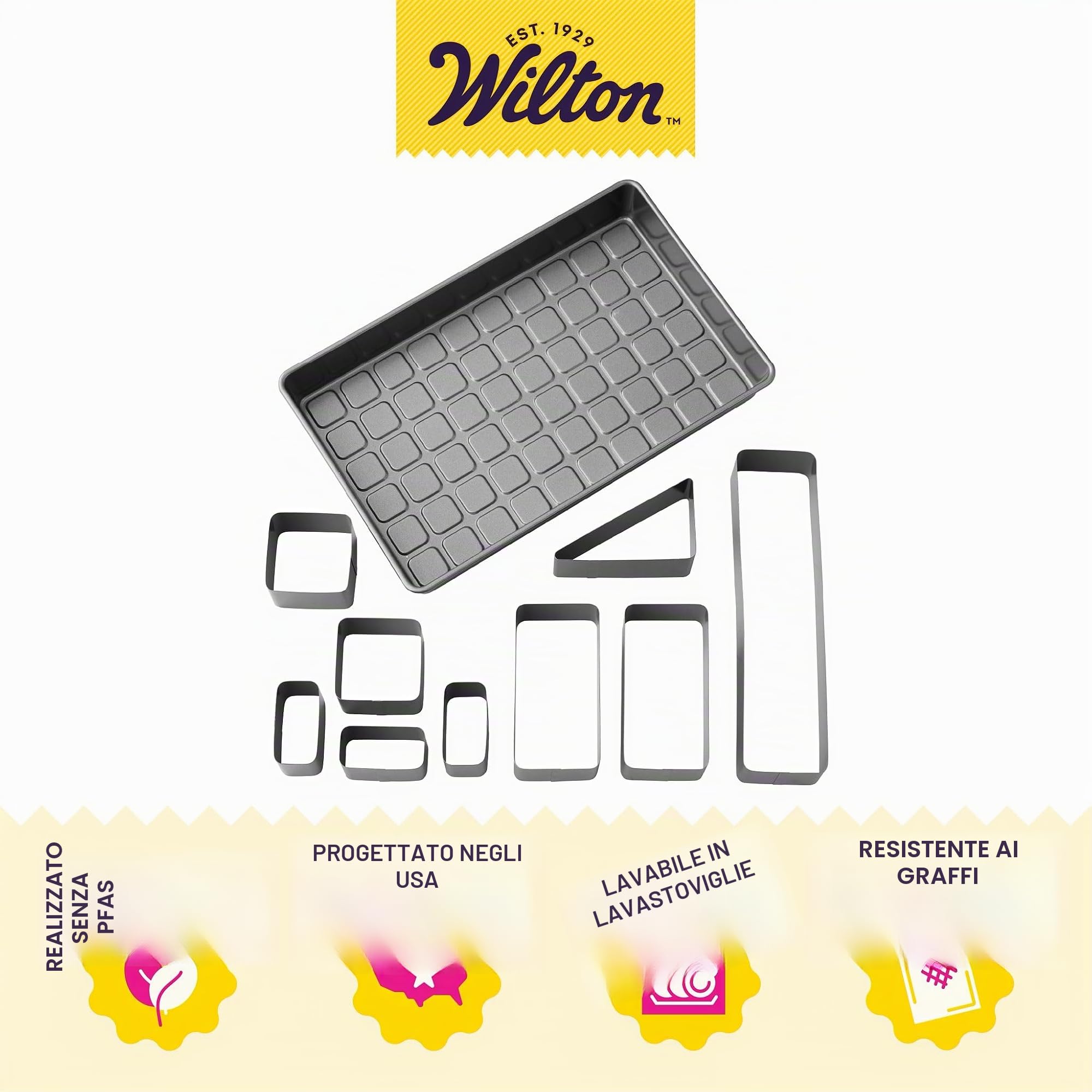 Wilton 0261853 Set Teglia Componibile Lettere e Numeri, Acciaio, Nero, 38 x 23 x 5 cm