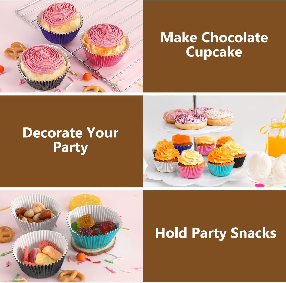 Gifbera Standard Pink Foil Cupcake Liners Wrappers Baking Cups 100-Count