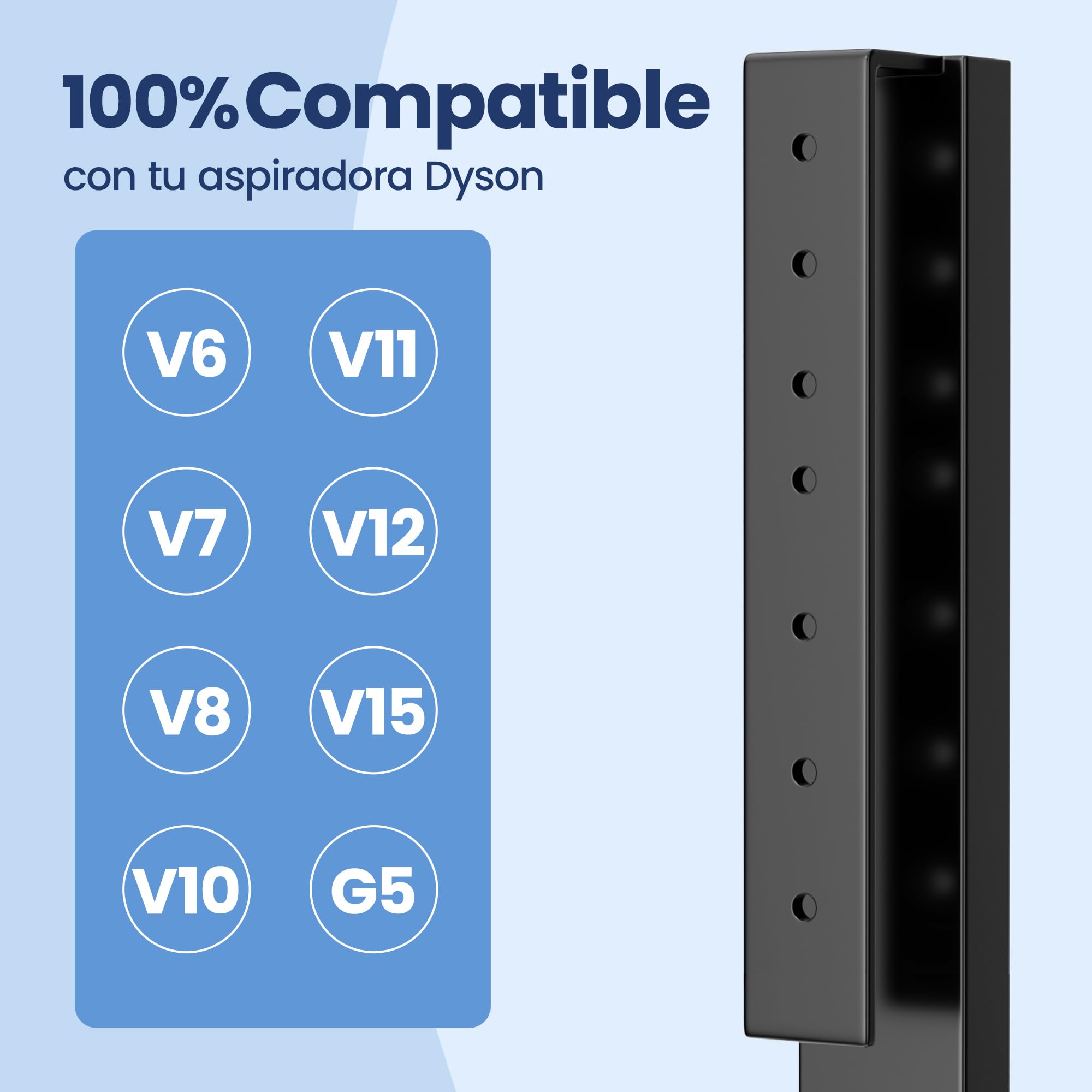 pickpiff Soporte para aspiradora Dyson – Compatible con V15, V11, V10, V8, V7, V6 – Estación de soporte independiente con soporte para accesorios – Ahorra espacio y sin taladrar