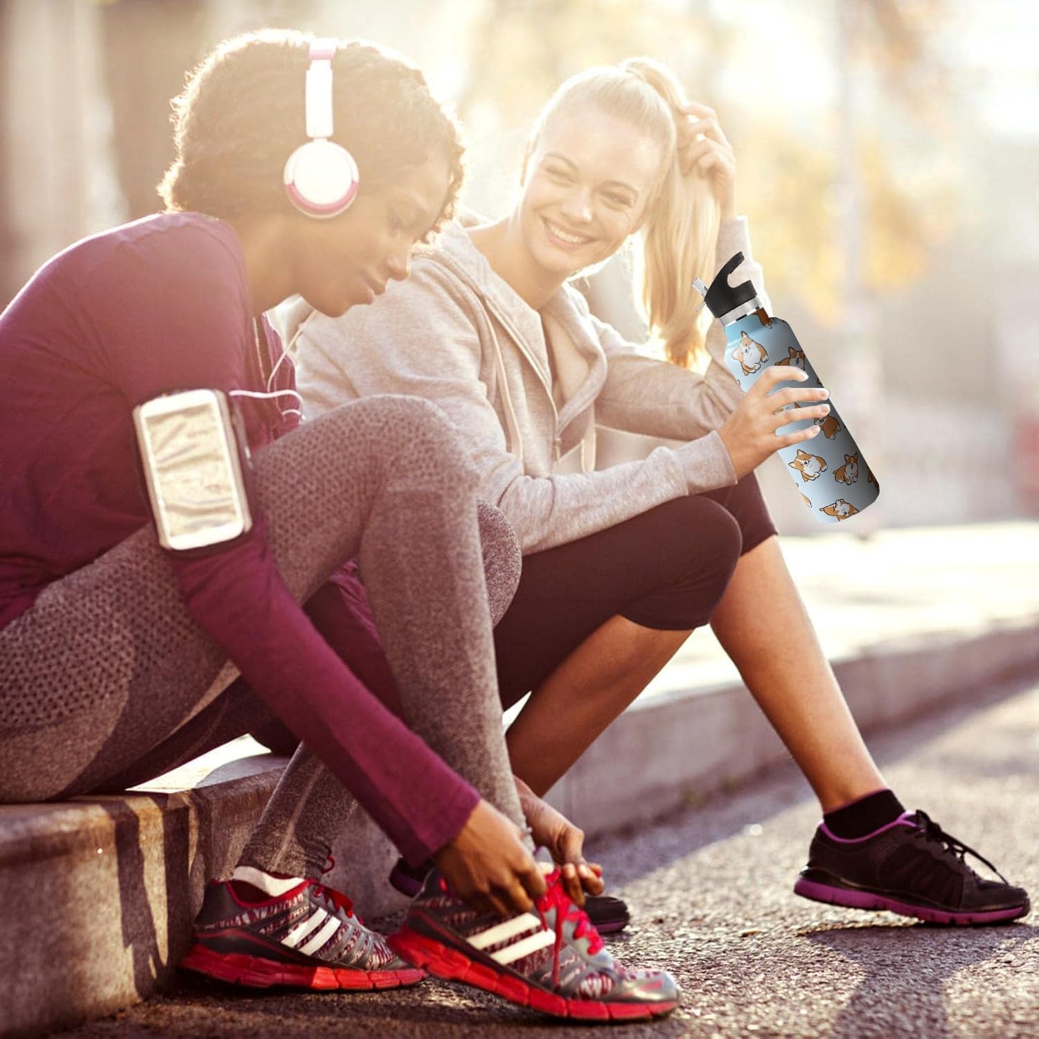 Corgi Dog Water Bottle Adult Kids With Straw Lid Insulated Stainless Steel Travel Mugs for Sport Gym Outdoor 20oz - Image 5