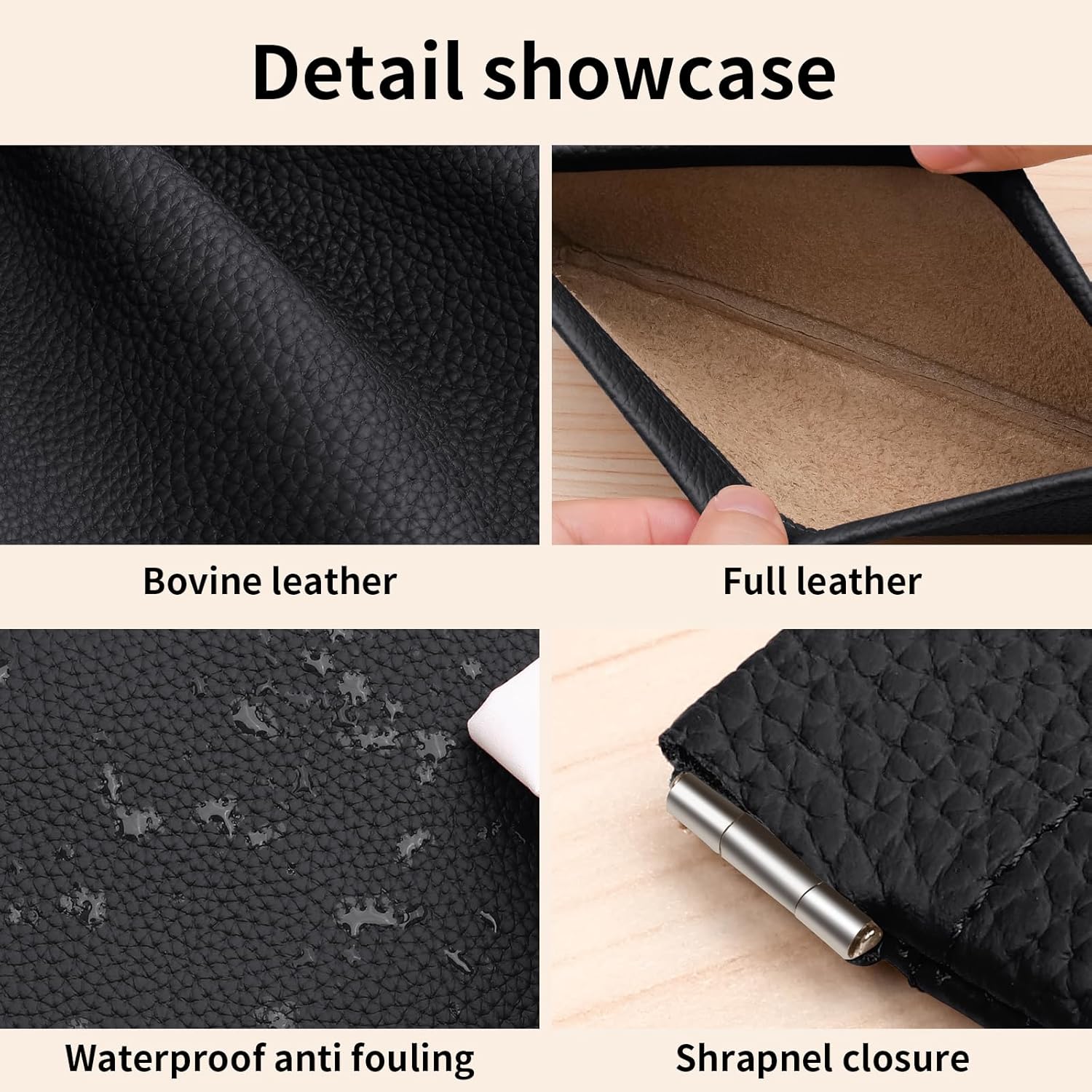 Genuine Leather Pocket Cosmetic Bag for Purse,Coin Purse Lipstick Cosmetic Accessories Travel Pouch for Storage Waterproof Portable No Zipper Self-closing Small Makeup Pouch (Black) - Image 6