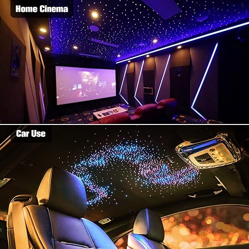 Miniatura 8 de CHINLY Twinkle - 450 piezas de 0.03 pulgadas 9.8 pies para uso en automóvil, Bluetooth, RGBW, aplicación de fibra óptica, modo de música remoto, kit