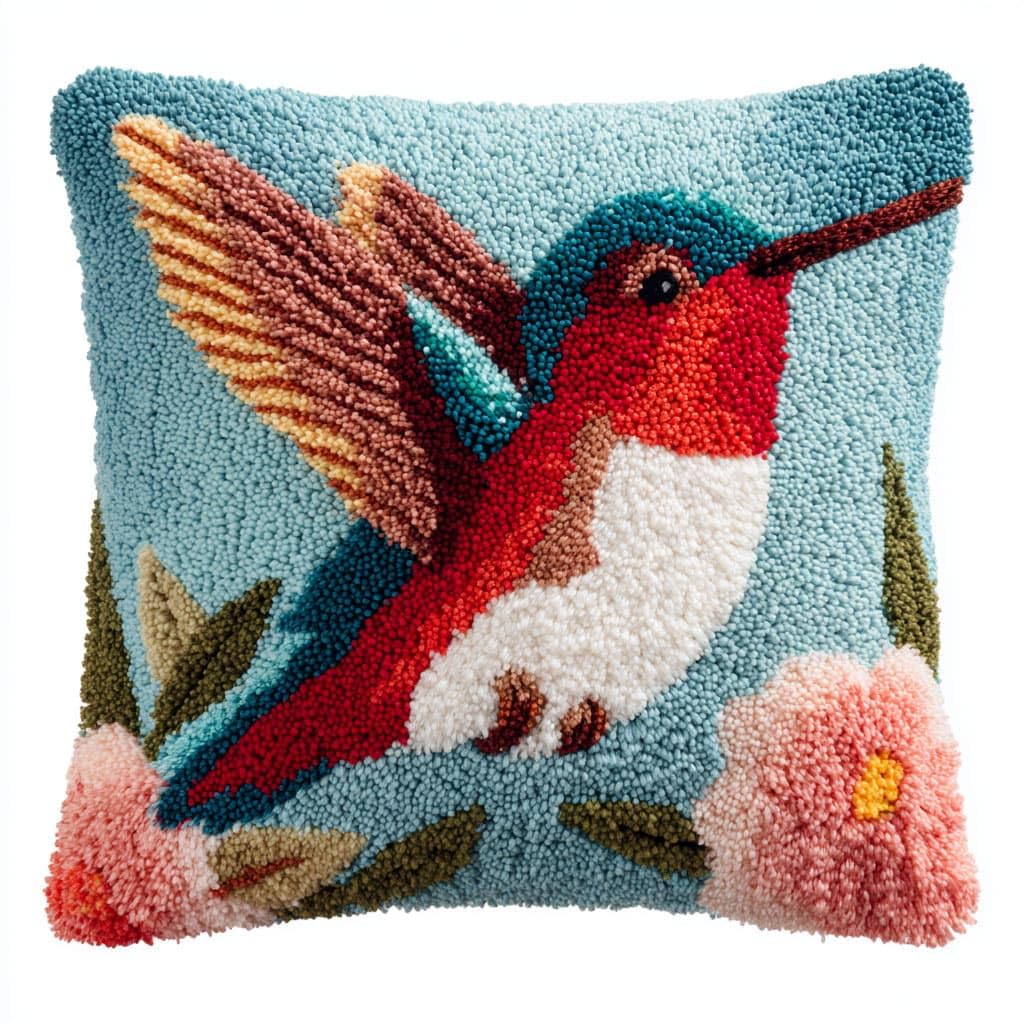 Henypt DIY Latch Hook Cushion Kits Flowers and Birds