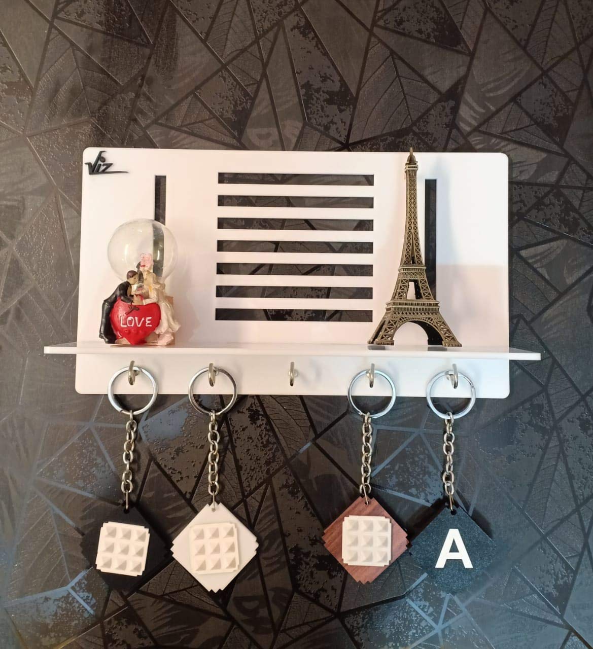 Viz Creation Unique Design White Acrylic Key Holder with 5 Hook Export Quality