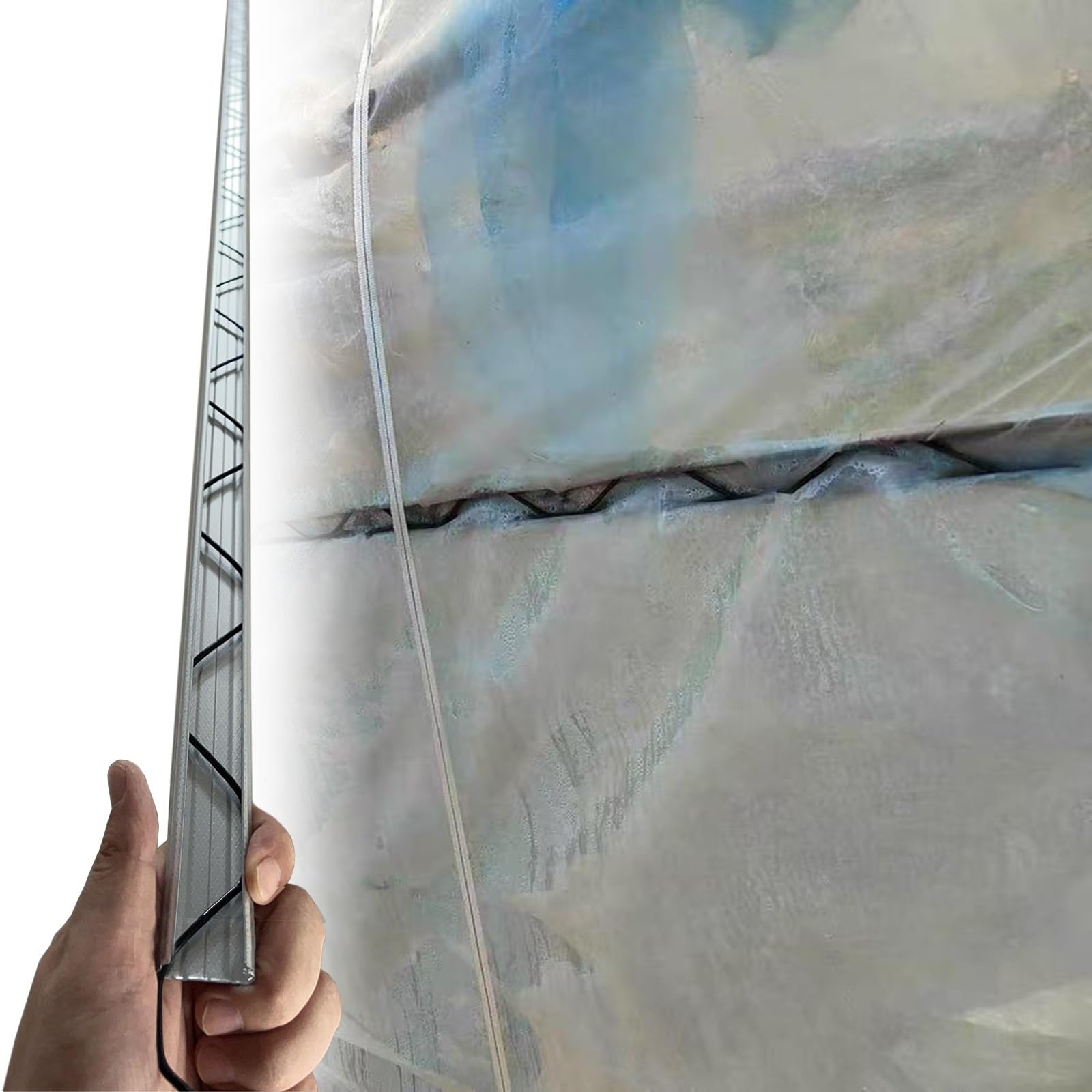 Sistema de fijación de película para Invernadero: Paquete de 8 Canales de Bloqueo y Alambre Ondulado Recubierto, riel de Aluminio de 2 Metros para una Cubierta de plástico Segura. Disponible
