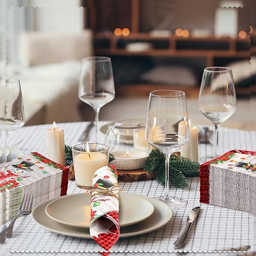 Miniatura 5 de 200 servilletas de papel desechables de 2 capas para invitados, baño, servilletas de papel decorativas de Navidad para invierno, fiestas de Navidad,