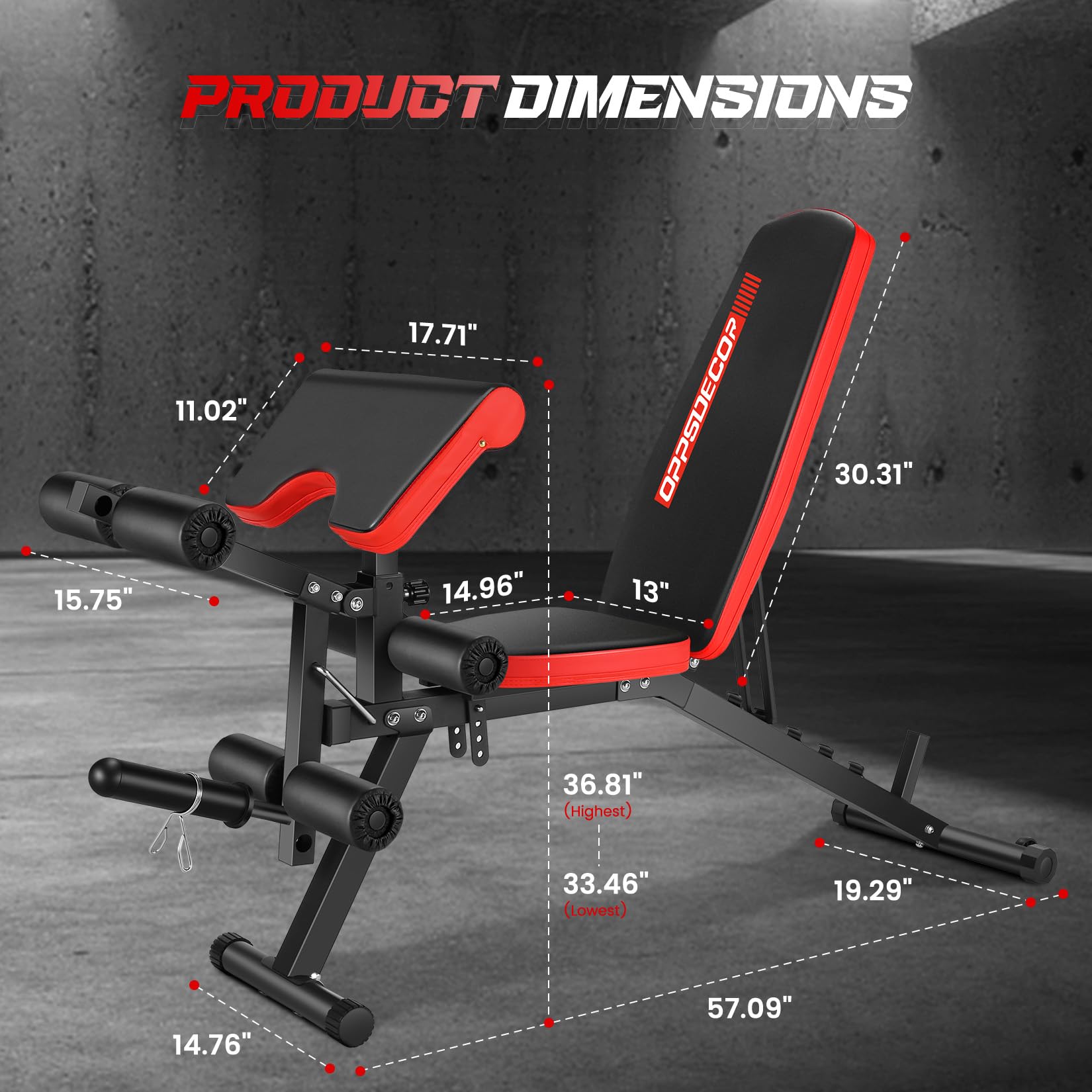 Adjustable Weight Bench with Leg Extension & Leg Curl, Preacher Curl Workout Bench with Wheels, 800LBS ASTM Certified, Flat Incline Decline Bench for Home Gym