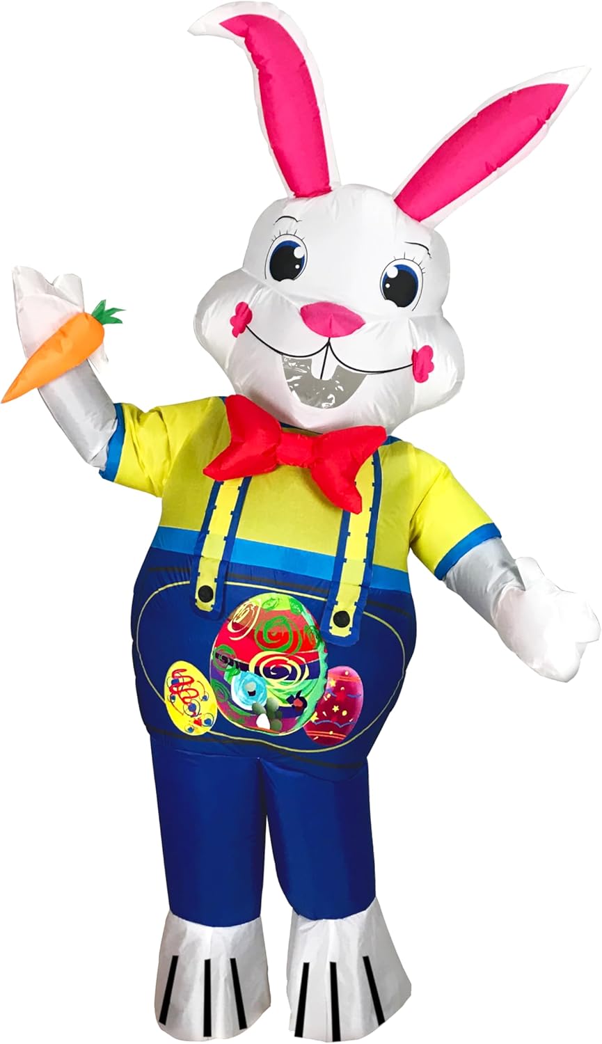 Inflatable Easter Bunny Costume AdultBunny Halloween Inflatable Costumes Funny Blow Up Rabbit Costume for Men Women Cosplay Party