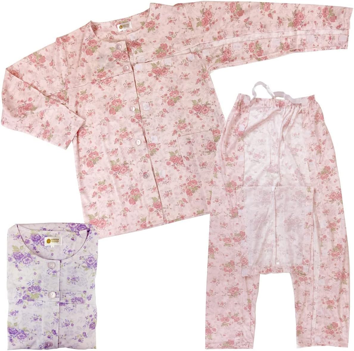 白地に可愛い熊柄　ラップスタイルパジャマ ガウン風　LLサイズ位　トイレが楽です 白地に可愛い熊柄 ラップスタイルパジャマ ガウン風 LLサイズ位 トイレが楽