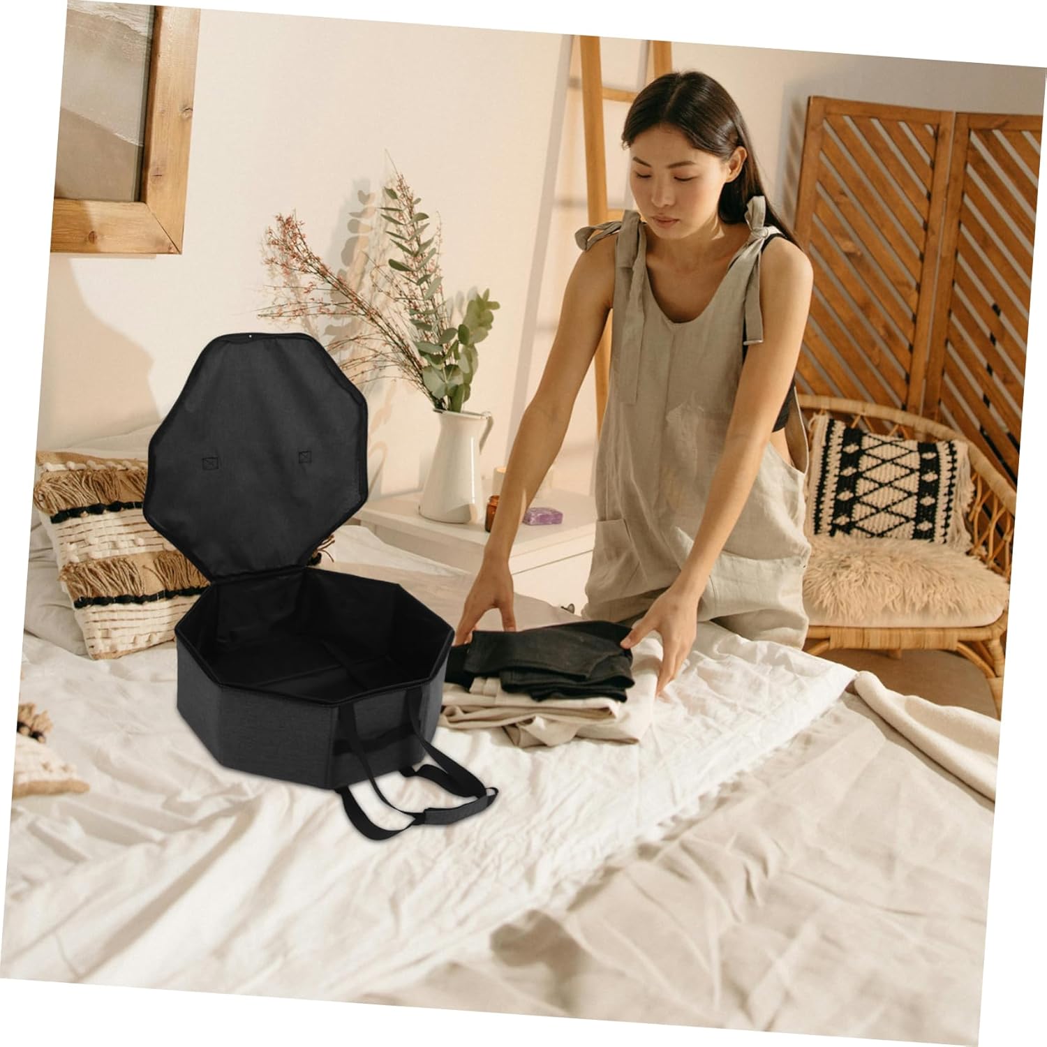 Collapsible Cowboy Hat Storage Bag Organizer for Travel Portable Carrier for Baseball Caps with Handles Efficient Hat Holder for Men and Women