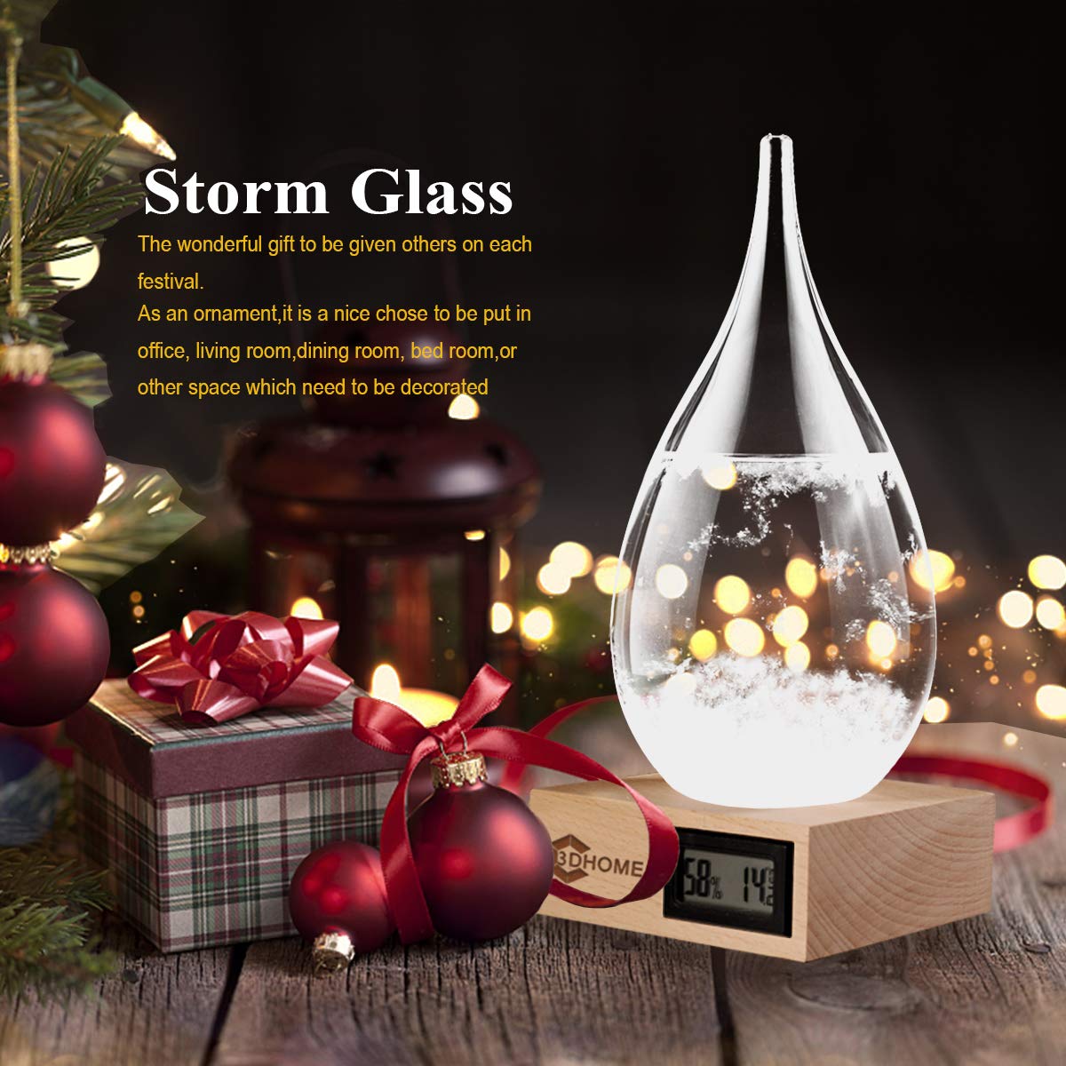 Storm Glass Water Drop Shaped Crystal Ball, Christmas Decoration Storm Glass Weather Forecaster Weather Station - Image 4