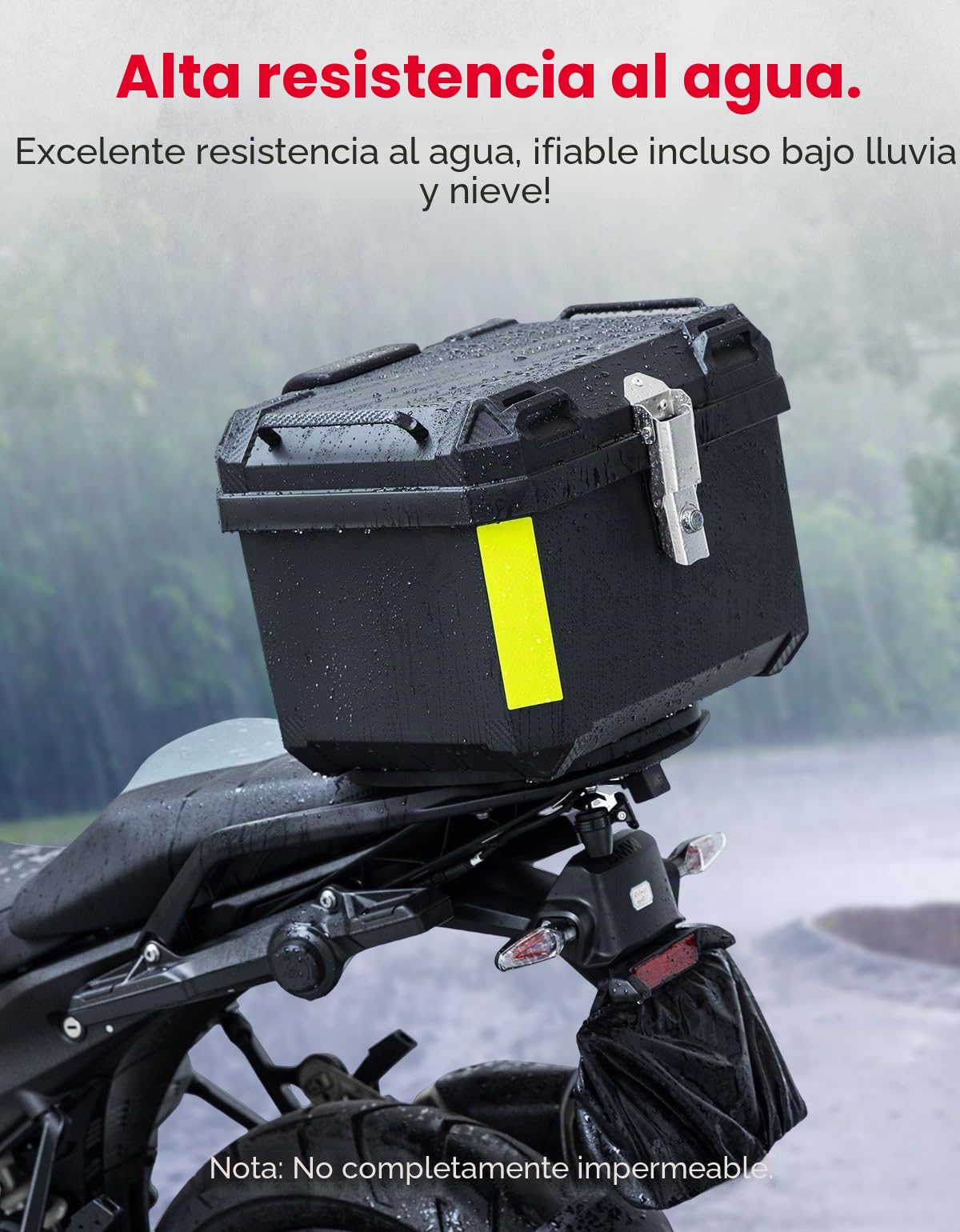 KEMIMOTO Maleta superior para motocicleta de 45L, Maleta universal para motocicleta para todas las motocicletas, Maleta trasera impermeable y desmontable para motocicleta con cerradura y respaldo