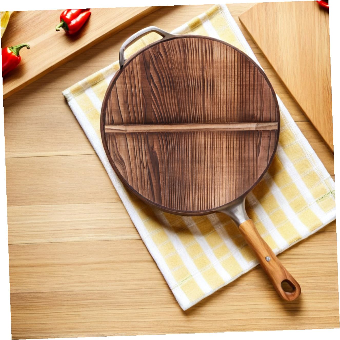 Coperchio in Legno Sintetico Marrone per Pentola Vintage, Resistente a Sbalzi Termici, per Trattenere Vapore in Cucina