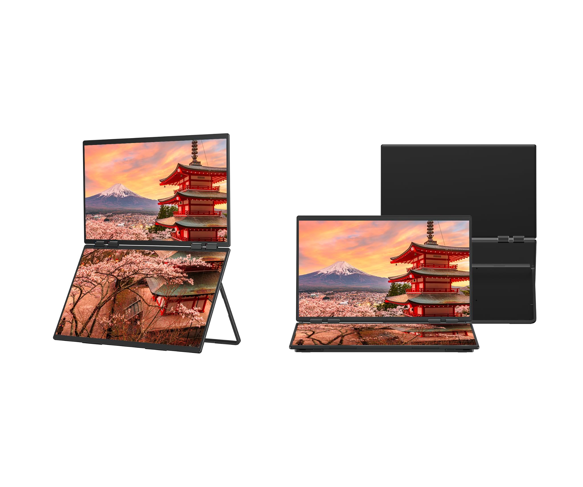JapanNext Dual Portable Monitor 23,8" (x2) IPS Full HD (1920 x 1080) | 100 Hz | Carga a través de USB-C (45W) Altavoces Integrados HDMI USB-C Conector Jack| JN-DMD-IPS238F-C4