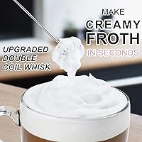 Vista 4 de Espumador de leche de doble batidor, batidora eléctrica de mano, mezclador de bebidas con agitador de acero inoxidable de grado alimenticio