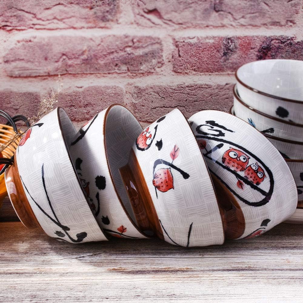  | Japanese Rice Bowls set of 4, Ceramic Rice bowls for Rice Soup, 4.5'' Rice Bowls(Red): Rice Bowls