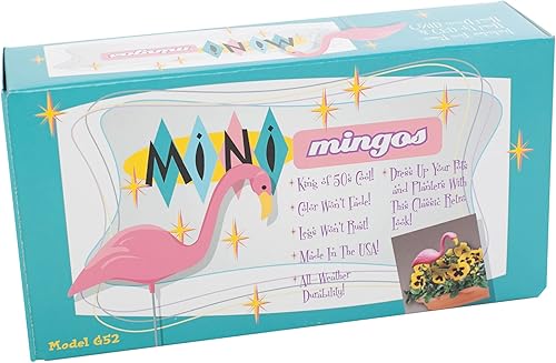 Miniatura 2 de Bloem Mini estacas de flamenco para patio: 2 piezas, posiciones de cabeza arriba y cabeza hacia abajo, ojos de Google, patas de acero galvanizado,