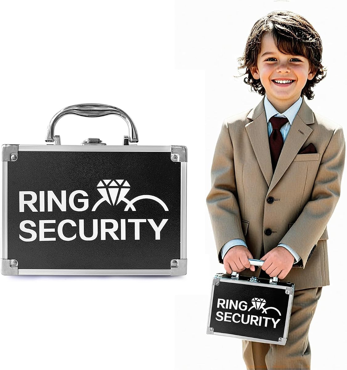 Ring Bearer Security Briefcase with Holder Pad, Wedding Security Case Buckle Portable Ring Box for Proposal Ceremony, Special Agent Guard Protector for Boys to Carry