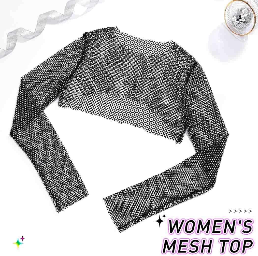 Asooll Rhinestone Shrug Sparkly Mesh Bolero Black Disco Crop Top for Women