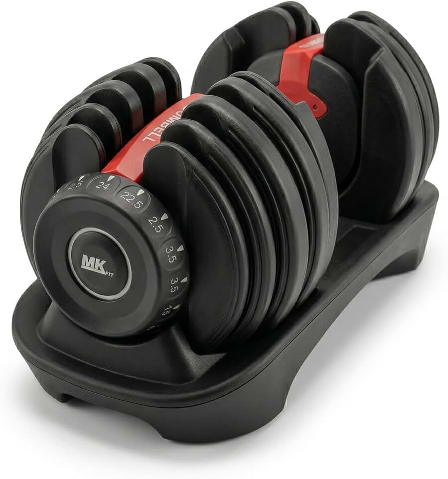 Halter Ajustável Até 24kg MKFIT Dumbbell Profissional com Anilhas, Barra e Travas de Segurança, Peso Regulável para Musculação, Treino em Casa, Academia, Fitness, Alta Durabilidade