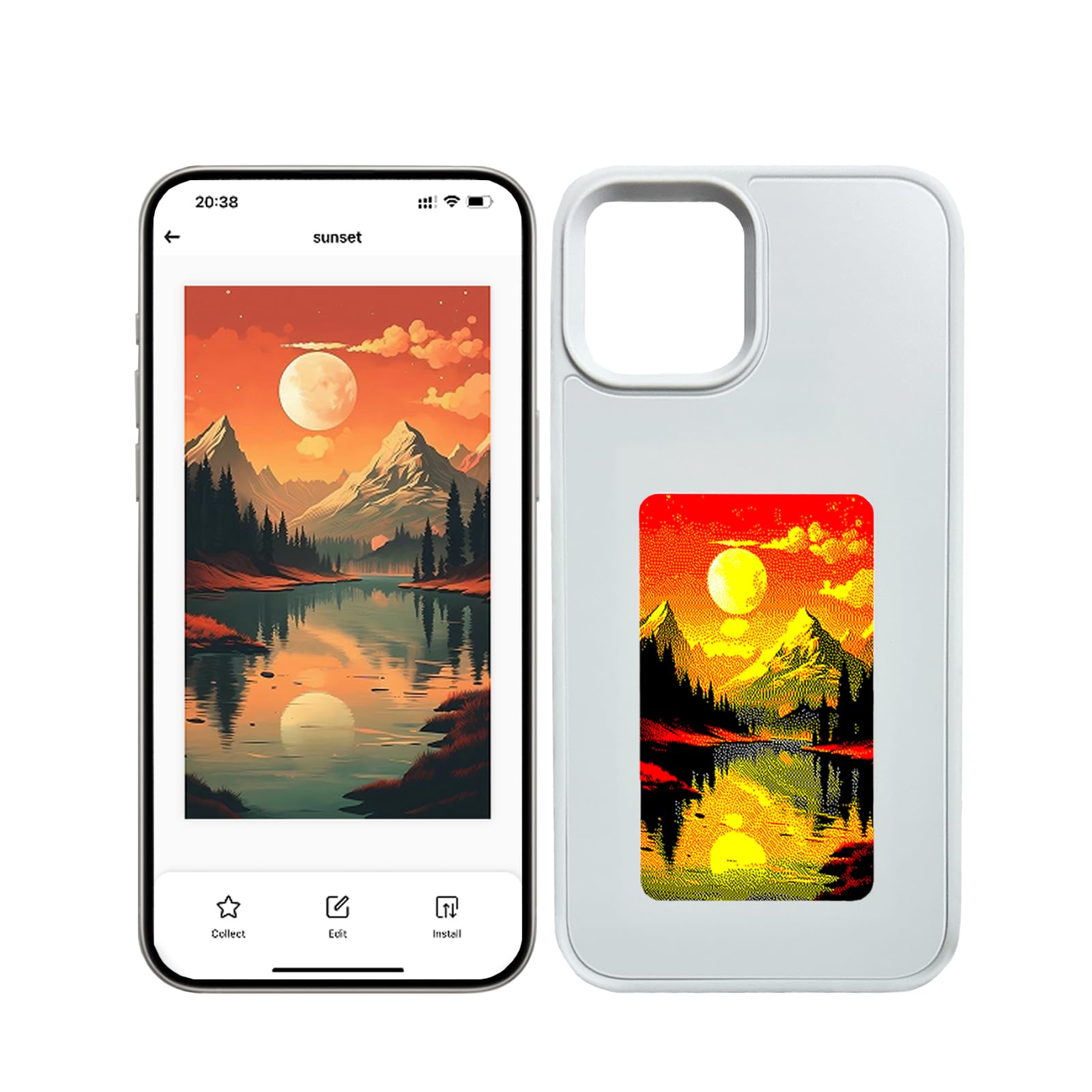 QSM Custodia per iPhone 12 Pro Max, custodia per telefono personalizzata con ritratto per iPhone, custodia per telefono digitale Smart E Ink con proiezione fotografica per visualizzare istantaneamente